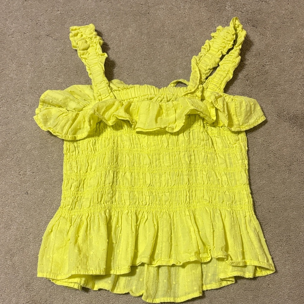 Yellow Ruffled Sleeveless Top - Picture 2 of 3